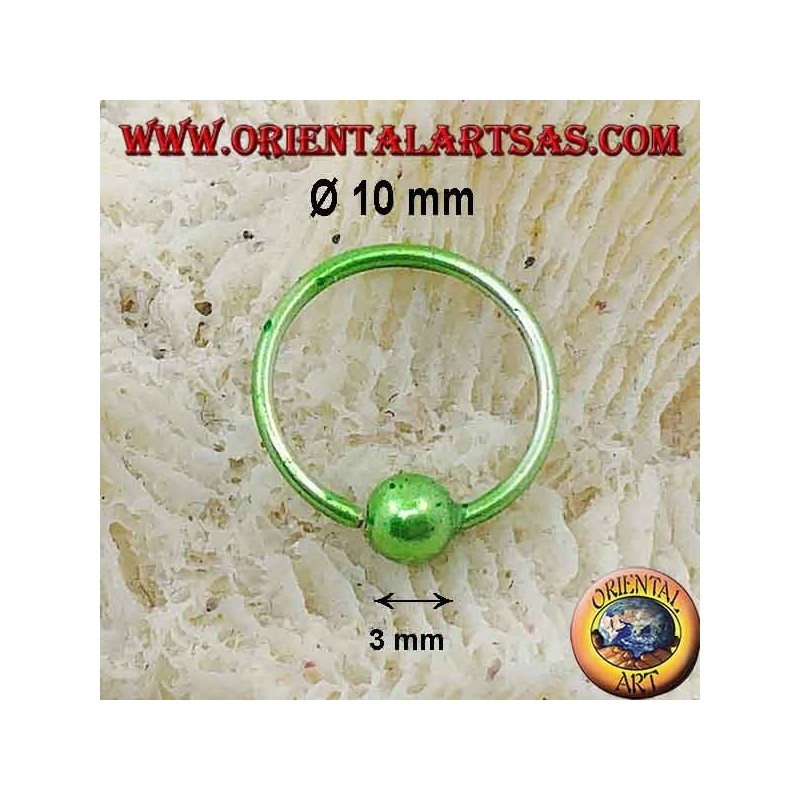 Cerchietto in argento da naso da Ø 10 mm con sfera da 3 mm, smaltato