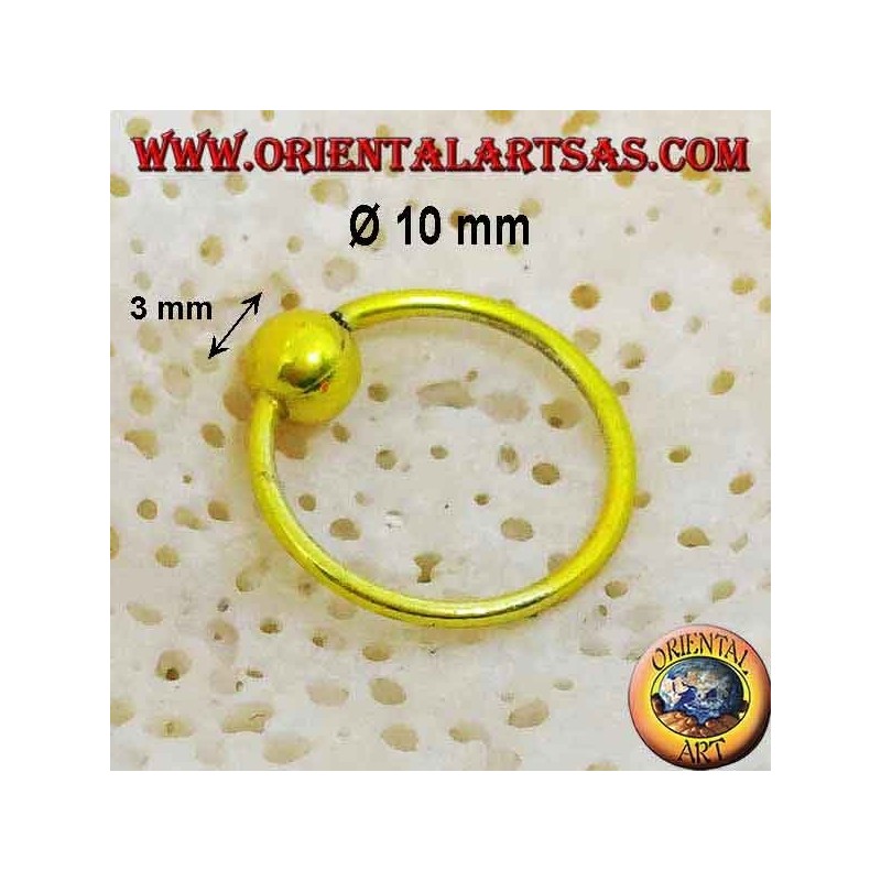 Serre-tête de nez en argent Ø 10 mm avec sphère de 3 mm, émaillé