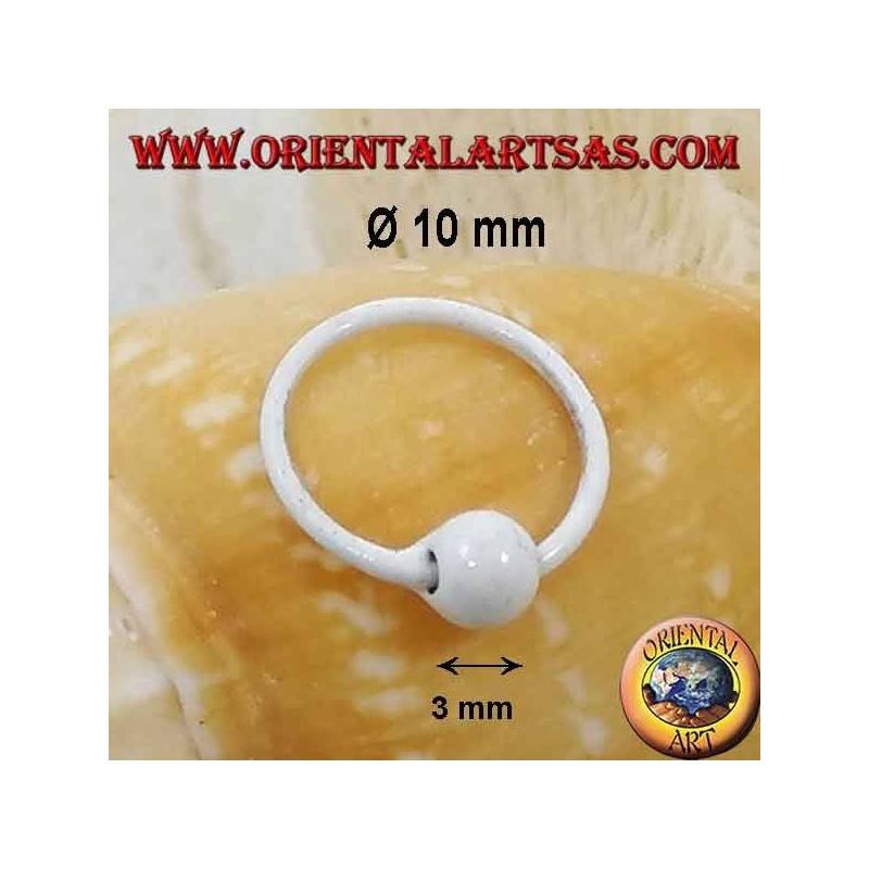 Silberner Nasenbügel Ø 10 mm mit 3 mm Kugel, emailliert