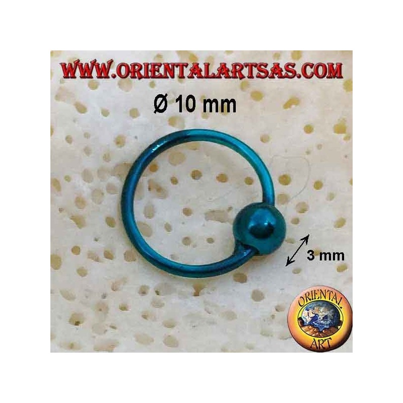 Serre-tête de nez en argent Ø 10 mm avec sphère de 3 mm, émaillé