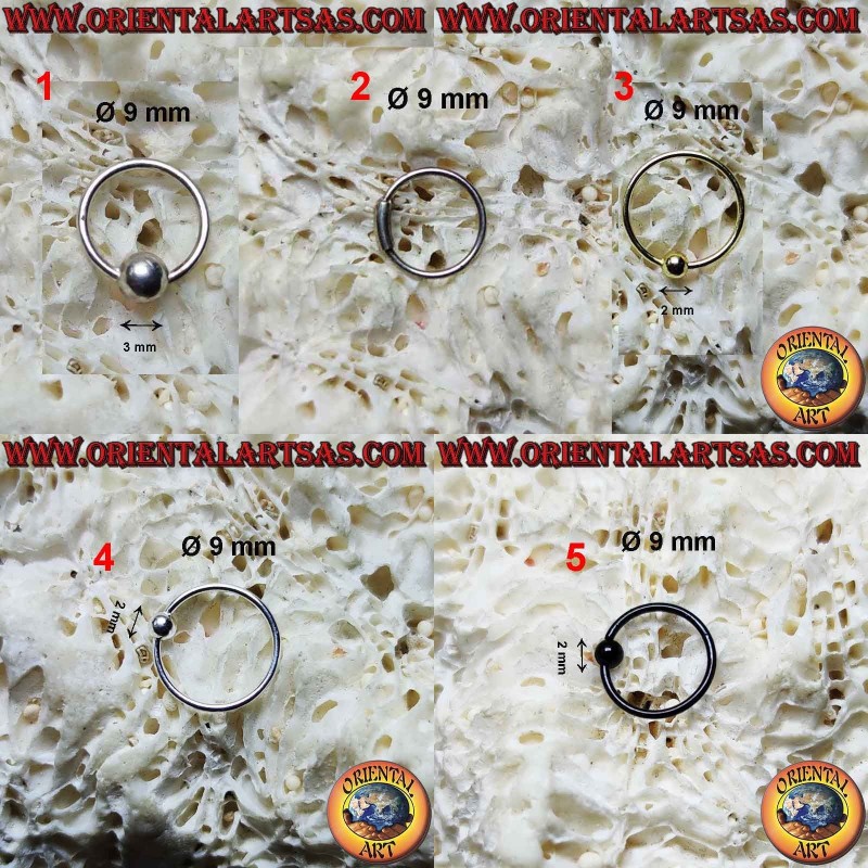 9mm diameter silver nose hoop, various models