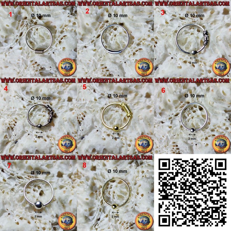 Hypoallergenic 925 silver nose ring 10 mm in diameter, various models