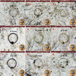 Cerchietto in argento da naso da 12 mm di diametro, vari modelli
