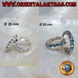 Silberohrring, Halbkreis aus Zirkonen mit 20 mm Schmetterlingsverschluss (verschiedene Farben)