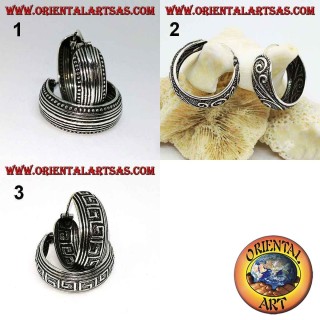 Boucles d'oreilles créoles larges arrondies ciselée 20 mm en argent (1)