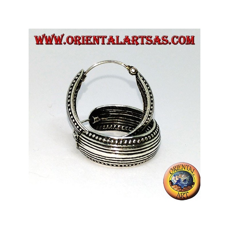 Boucles d'oreilles créoles larges arrondies ciselée 20 mm en argent (1)