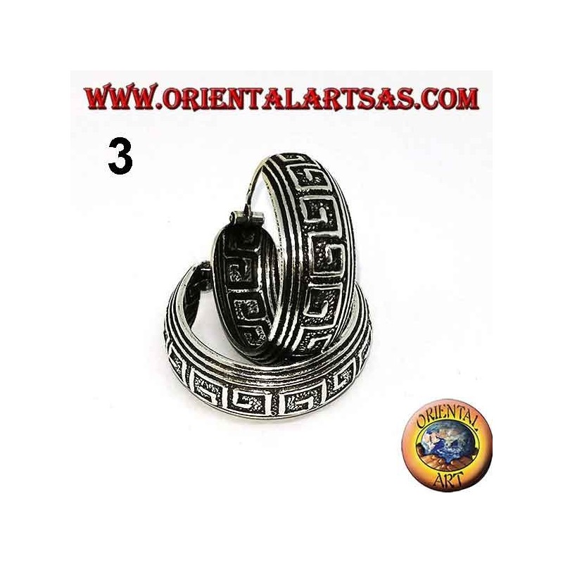 Aretes de plata de aro redondeado ancho cincelado de 20 mm (1)