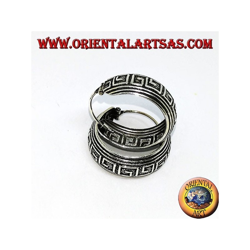 20mm Chiseled Wide Rounded Hoop Silver Earrings (1)