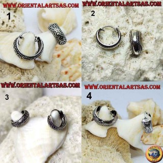 Pendientes de plata de círculo grande cincelado de 12 mm y 5 mm de espesor (1)