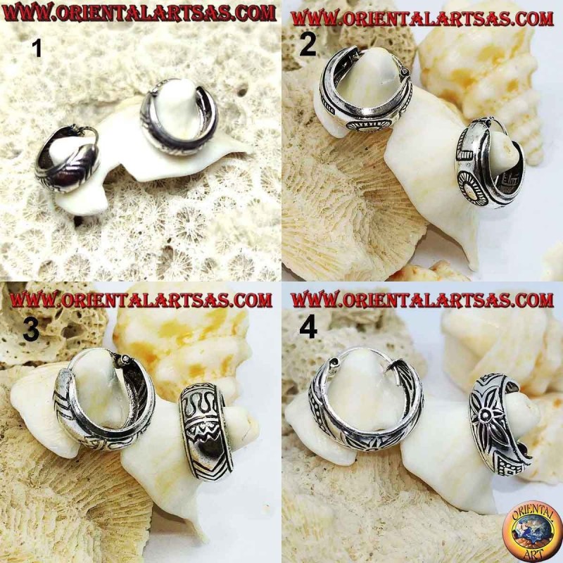 14 mm and 6 mm thick chiseled large rounded circle silver earrings (1)