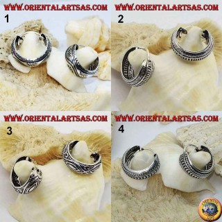 Pendientes círculo grande cincelado de plata de 14 mm y 5,5 mm de espesor (1)