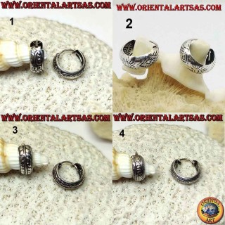 Pendientes de plata con círculos grandes cincelados de 14 mm y 5,5 mm de grosor (2)