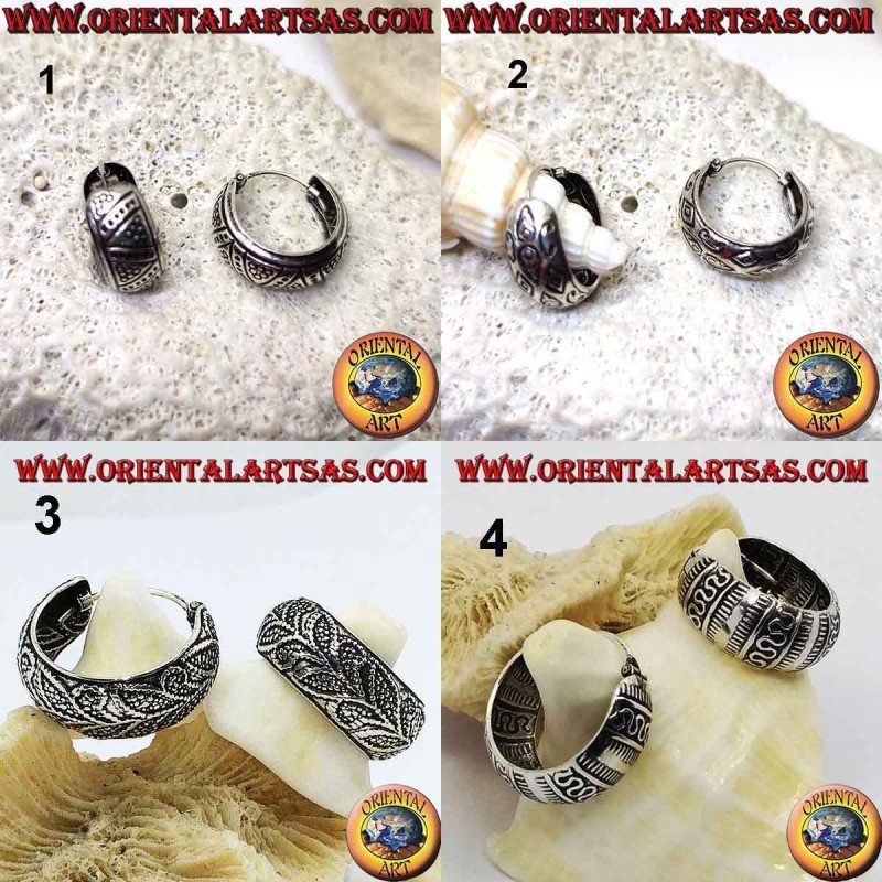 Orecchini in argento a cerchio largo bombato cesellato da 18 mm e 8 mm di spessore (1)