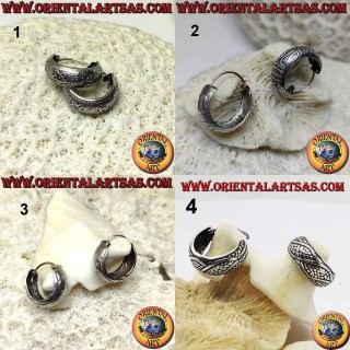 Pendientes círculo grande cincelado de plata de 14 mm y 5 mm de espesor (1)