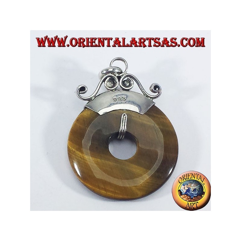 Pendentif en argent avec oeil de tigre Donut