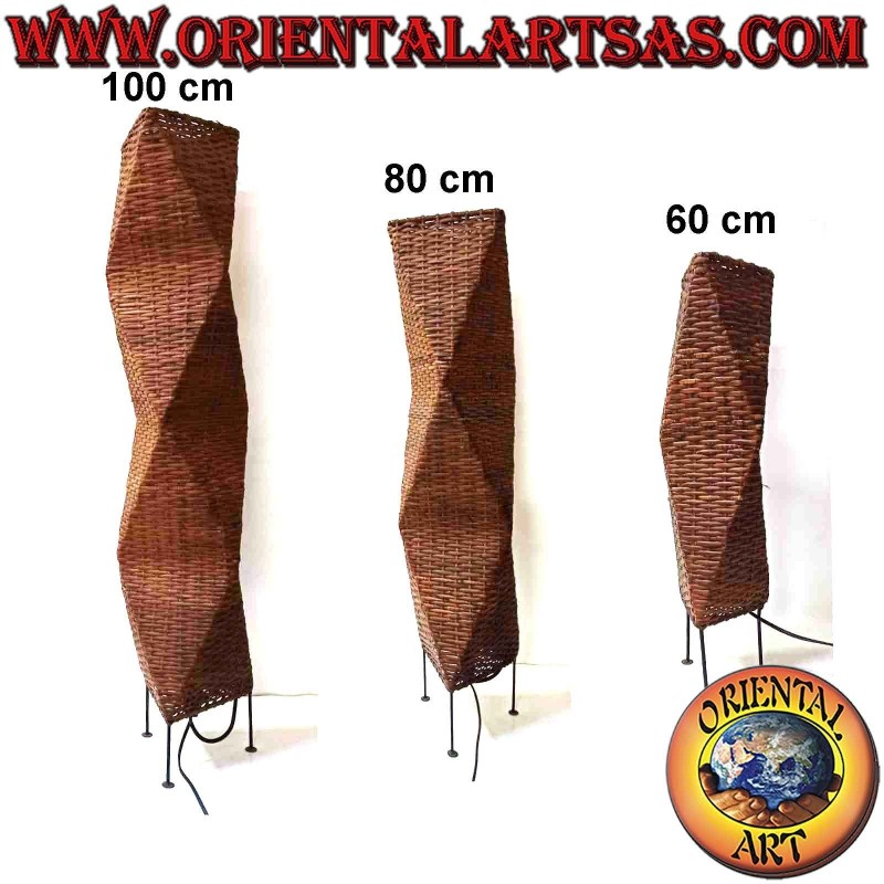 Lámpara de pie estilo "futurista" de forma cuadrada en bambú trenzado de 60, 80 y 100 cm