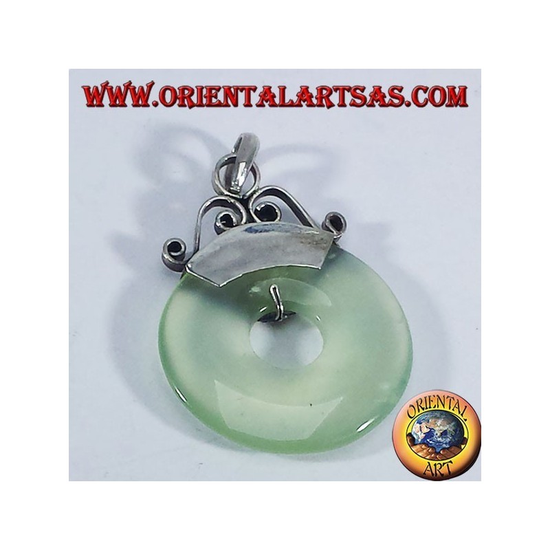 Pendentif en argent avec donut Fluorite 35mm.