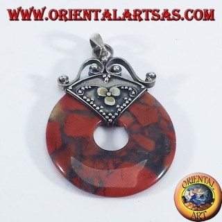 Colgante de plata con el buñuelo en Jasper 30 mm.