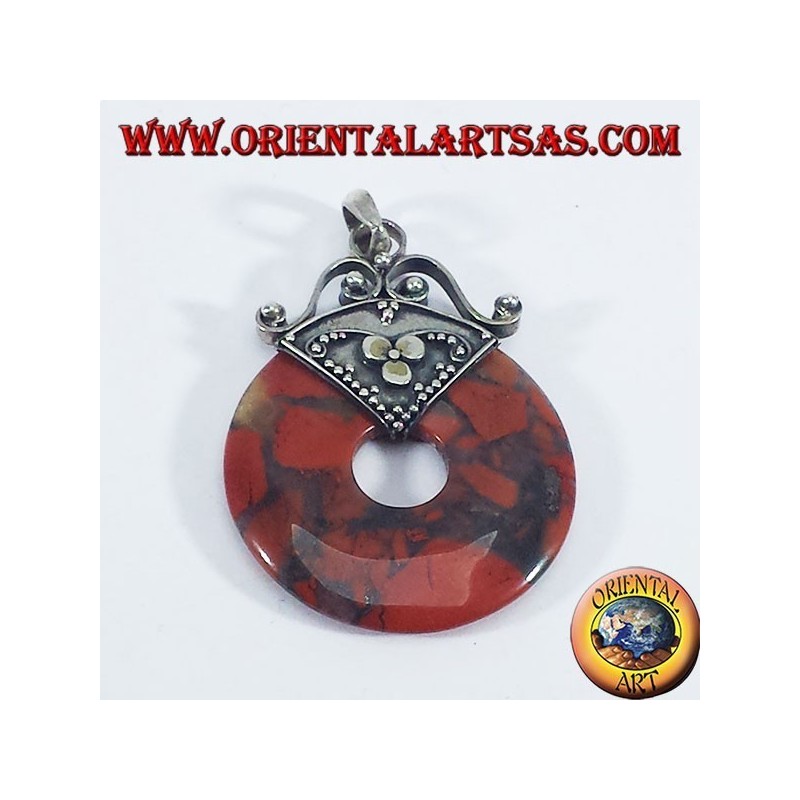 Colgante de plata con el buñuelo en Jasper 30 mm.