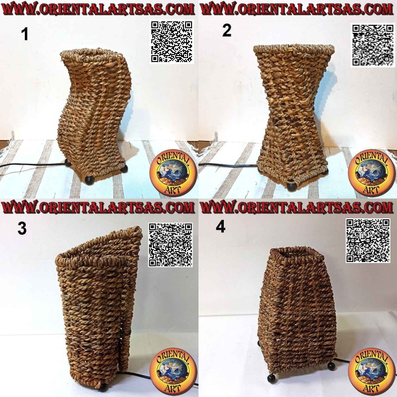 Ethnic table lamp in woven banana of 30 cm, various shapes