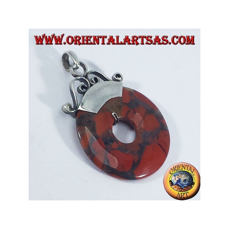 Silver Pendant with donut in Jasper 30 mm.