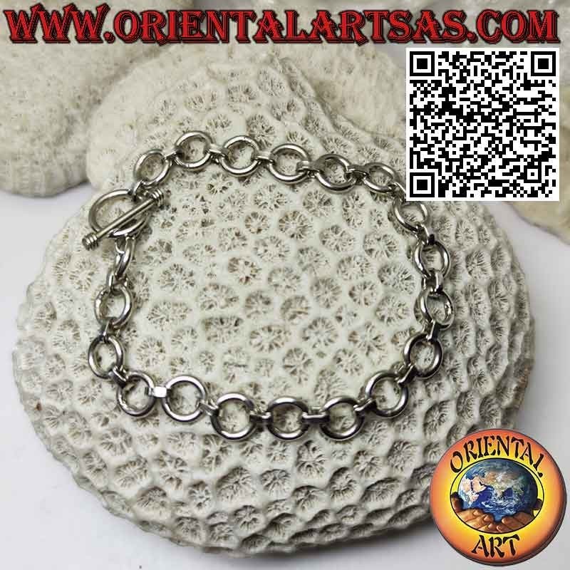 Bracciale Argento Piatto, Catena Anelli Tondi Ø 9mm | Oriental Art