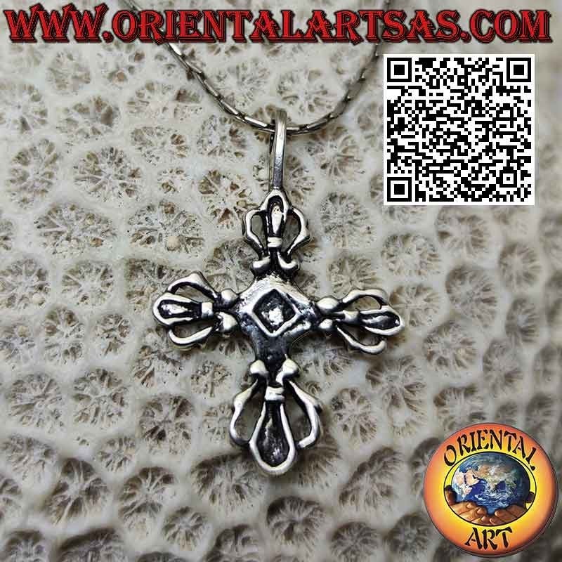 Pendentif en argent, double Dorje ou plat Vishvajra (croix tibétaine)