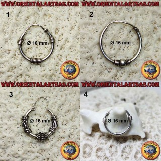 Ohrring aus 925 ‰ Silber, bearbeiteter Kreis, 16 mm Durchmesser (8)