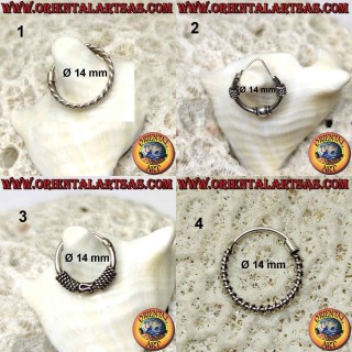 Boucle d'oreille en argent 925‰, cercle usiné, diamètre 14 mm (9)