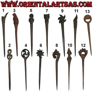Single-stick hairpin in ebony wood, various models