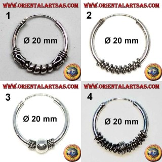 Pendiente de plata 925 ‰, círculo mecanizado, 20 mm de diámetro (2)