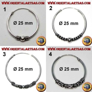 Boucle d'oreille en argent 925‰, cercle usiné, diamètre 25 mm (1)