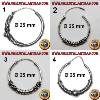 Pendiente de plata 925 ‰, círculo mecanizado, 25 mm de diámetro (2)