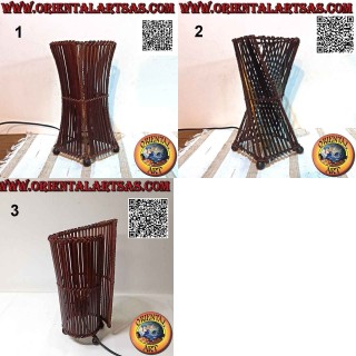 Lampe de table ethnique en bâtons de bambou de 30 cm, formes variées