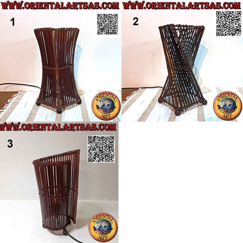 Lampe de table ethnique en bâtons de bambou de 30 cm, formes variées