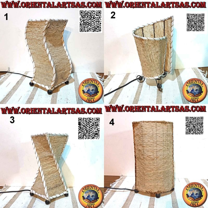 Lampada da tavolo etnica in radice di Sandalo da 30 cm, varie forme