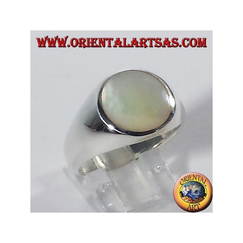 anillo de plata con la madre de la perla redonda