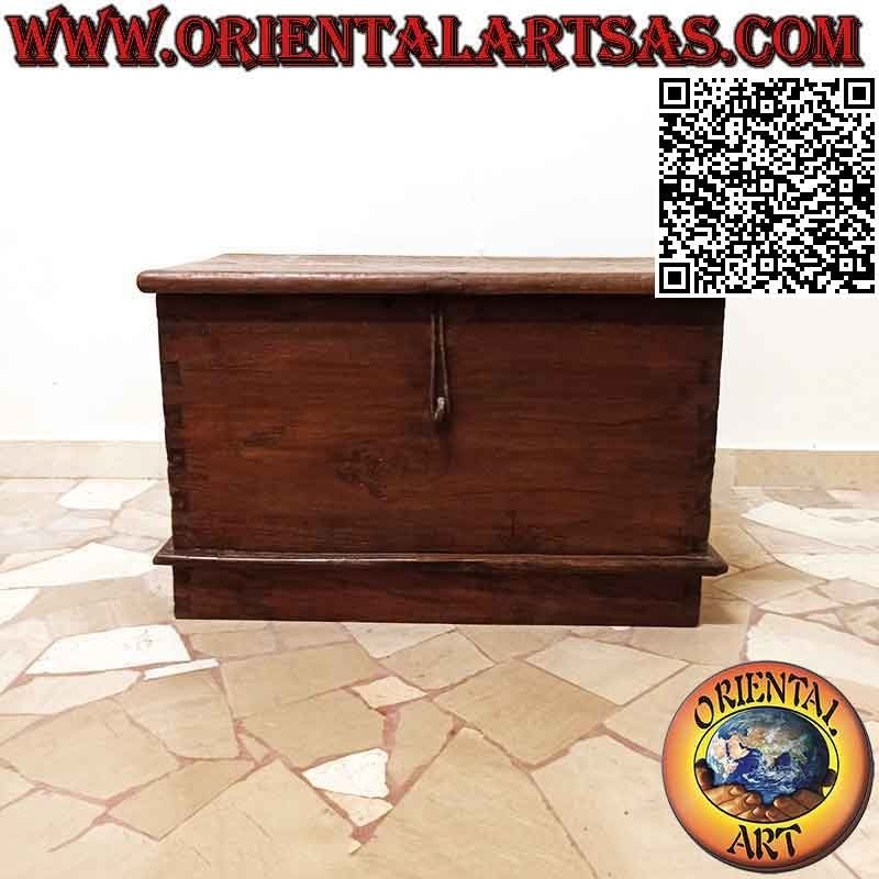 Coffre antique traditionnel avec serrure plombable en bois de teck de 75 cm