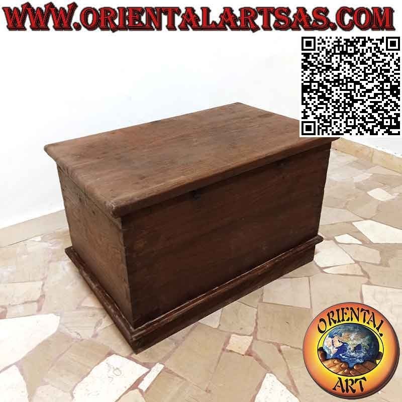 Cofre antiguo tradicional con cerradura precintable de madera de teca de 75 cm
