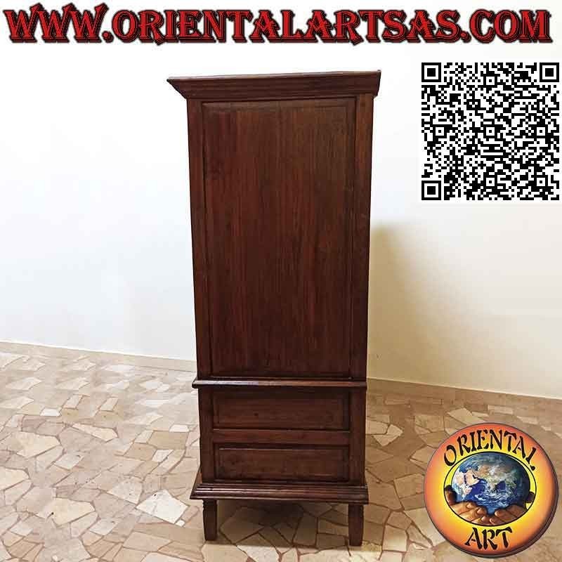 Pantry with 6 drawers and open top with frame / floral frieze engraved in antique teak wood