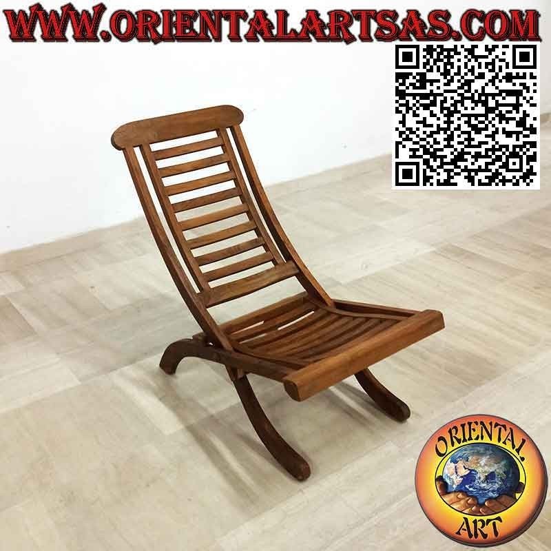 Chaise longue pliante classique en bois de teck