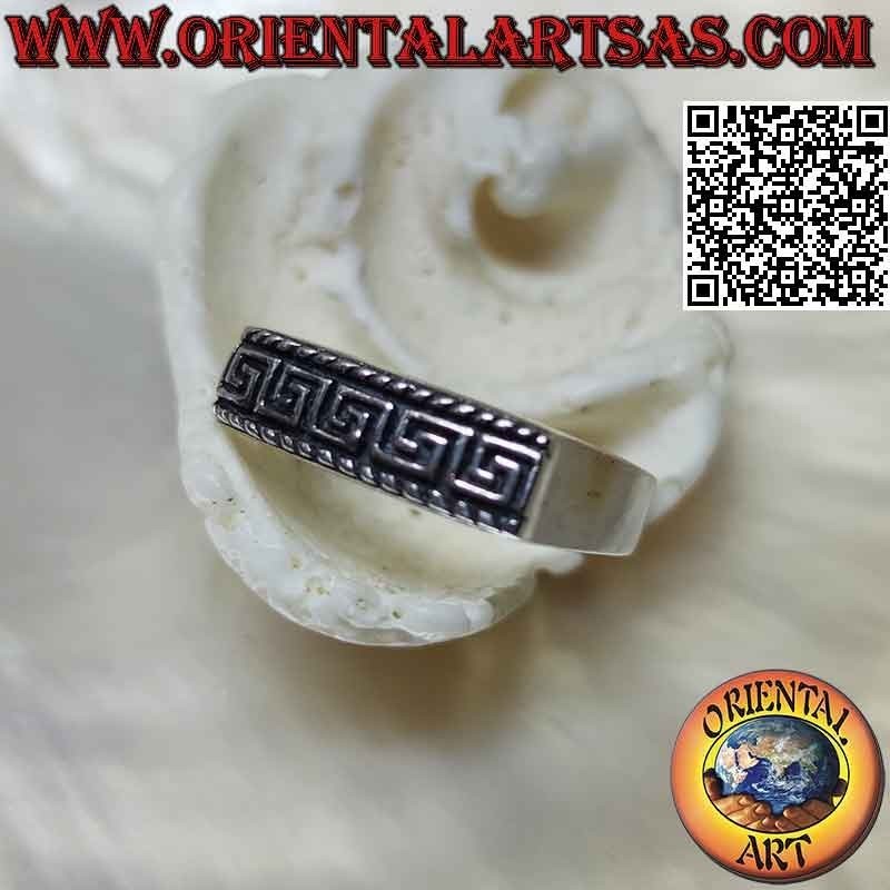 Rechteckiger Ring mit Griechischem Schliffmuster 925 Silber | Oriental Art