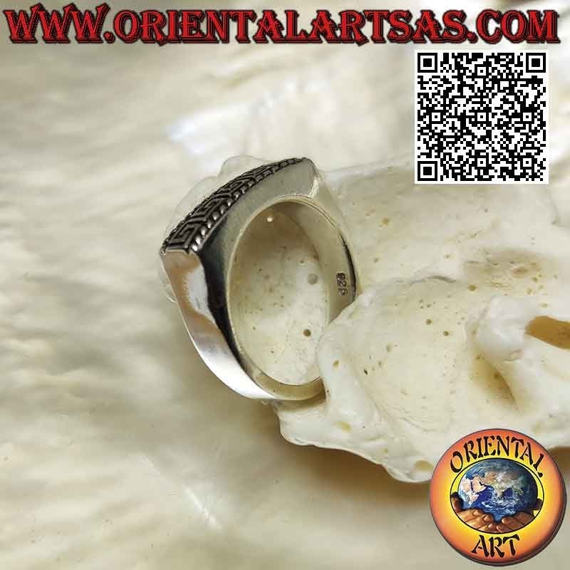 Rechteckiger Ring mit Griechischem Schliffmuster 925 Silber | Oriental Art