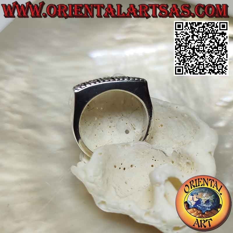 Anello Rettangolare con Greche a Bassorilievo Argento 925 | Oriental Art