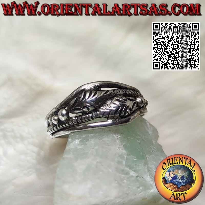 Bague Deux Serpents Enlacés Têtes Opposées Argent 925 | Oriental Art