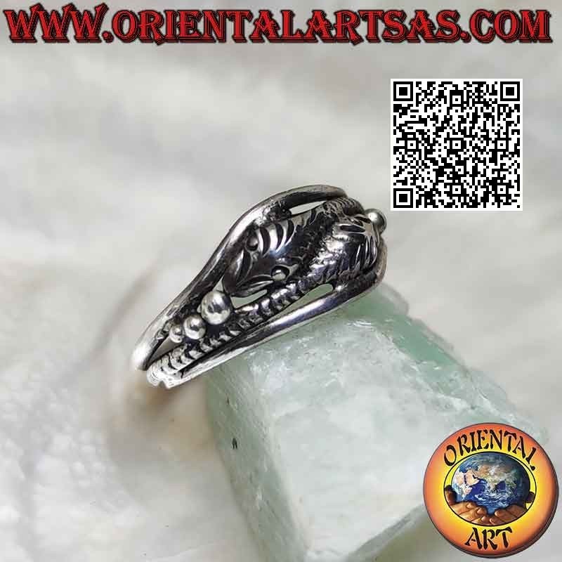 Bague Deux Serpents Enlacés Têtes Opposées Argent 925 | Oriental Art