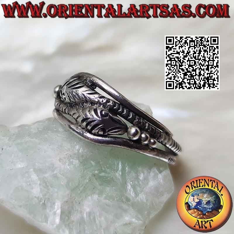 Anillo Dos Serpientes Entrelazadas Cabezas Opuestas Plata 925 | Oriental Art