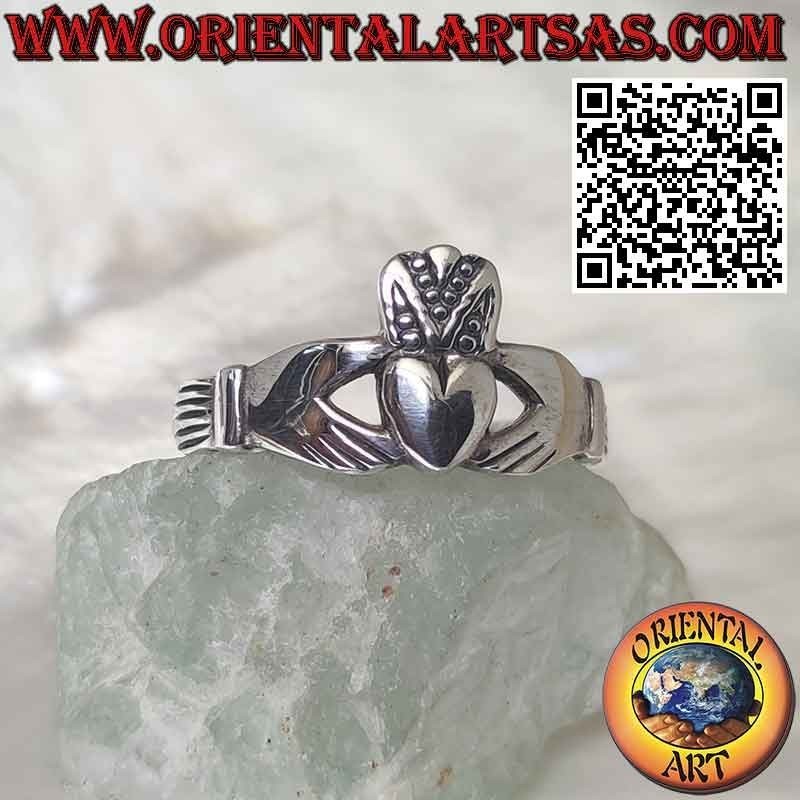 Irish Claddagh silver ring (Love loyalty and friendship) with "V" on the crown