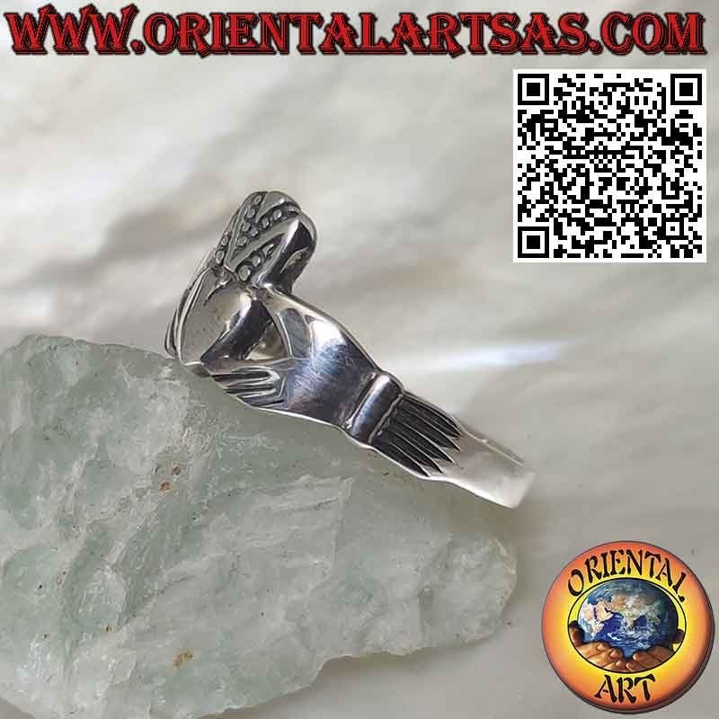 Irish Claddagh silver ring (Love loyalty and friendship) with "V" on the crown