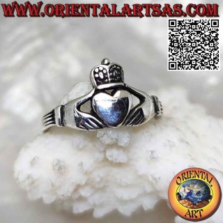 Klassischer irischer Claddagh (Love Loyalty and Friendship) Silberring mit gepunkteter Krone